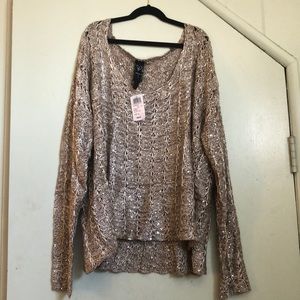 Windsor- Taupe Sequin Crotchet Sweater